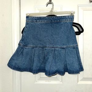 Princess Polly Lioness High Waisted Pleated Denim Skirt